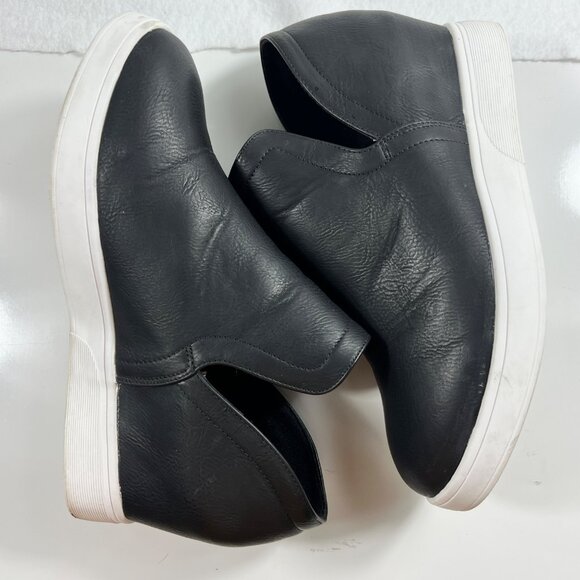 Journee Cardi Black Leather Platform Wedge Slip-On Sneakers Womens Size 11 - Picture 7 of 13